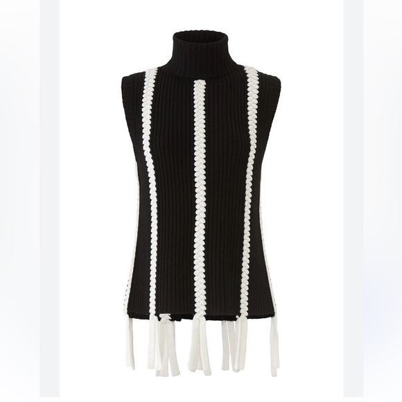 10 Crosby Derek Lam Sweaters - Derek Lam 10 Crosby Braided Sleeveless Turtleneck Sweater Black Cream Small NWT